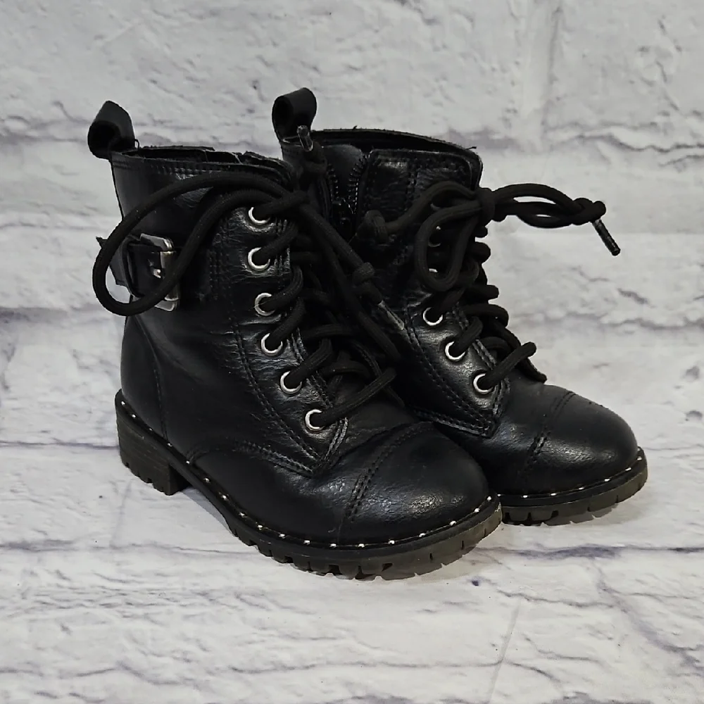 Wonder Nation Kids Black Lace-Up Boots